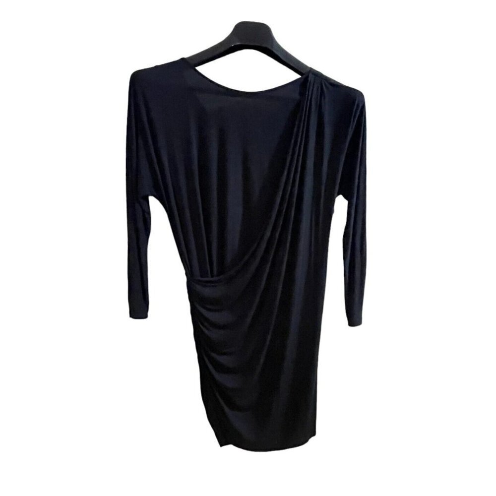 Theory Black Scoop Neck Shift Dress Long Sleeve Size Medium - Picture 6 of 7